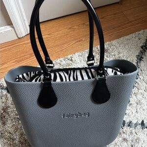Gray and Black Women's Tote